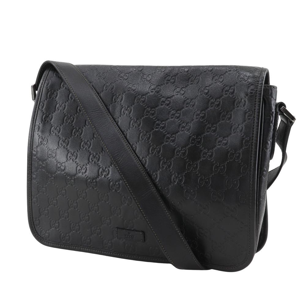 Gucci Messenger-Umhängetasche 145844 GG schwarz Sima-Leder Herren Gebraucht