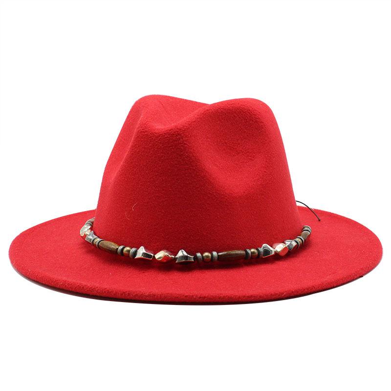 Wish Woolen Beaded Top Hat 60Cm Head Circumference Flat Eaves Big Eaves Jazz Hat