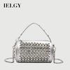Cylindrical Female Bag with Diamond Crossbody Chain Pillow Bag