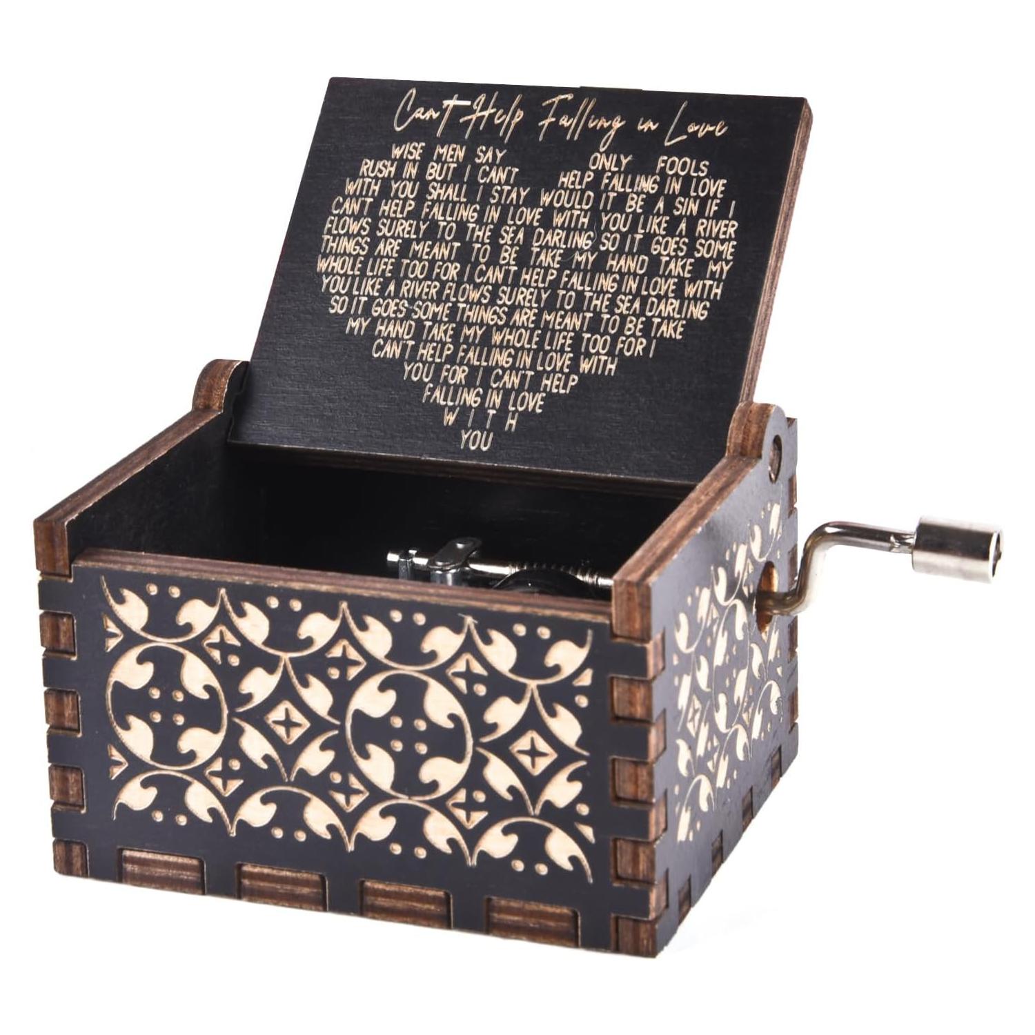 

Can t Help Falling in Love Wood Music Box, Antique Engraved Musical Boxes Case for Love One Wooden Music Box - Gifts for Lover