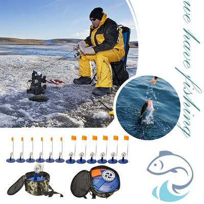 6pcs Tip Up Ice Fishing Pole Convenient Braking System Fishing Rods Hands Free Fishing Accessories for Saltwater Freshwater
