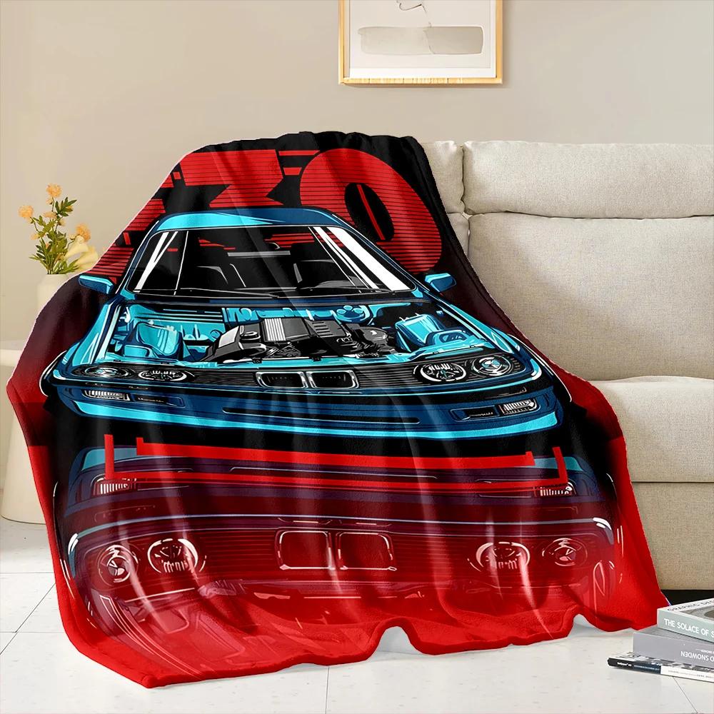 Druk 3D Marzenie Samochód Wyścigowy Flanelowy Koc Artystyczny Kocyk Sofa Pokrycie Łóżka Cztery Pory Roku Miękki Puszysty Kołdra Koc Rekreacja na Zewnątrz Drzemka