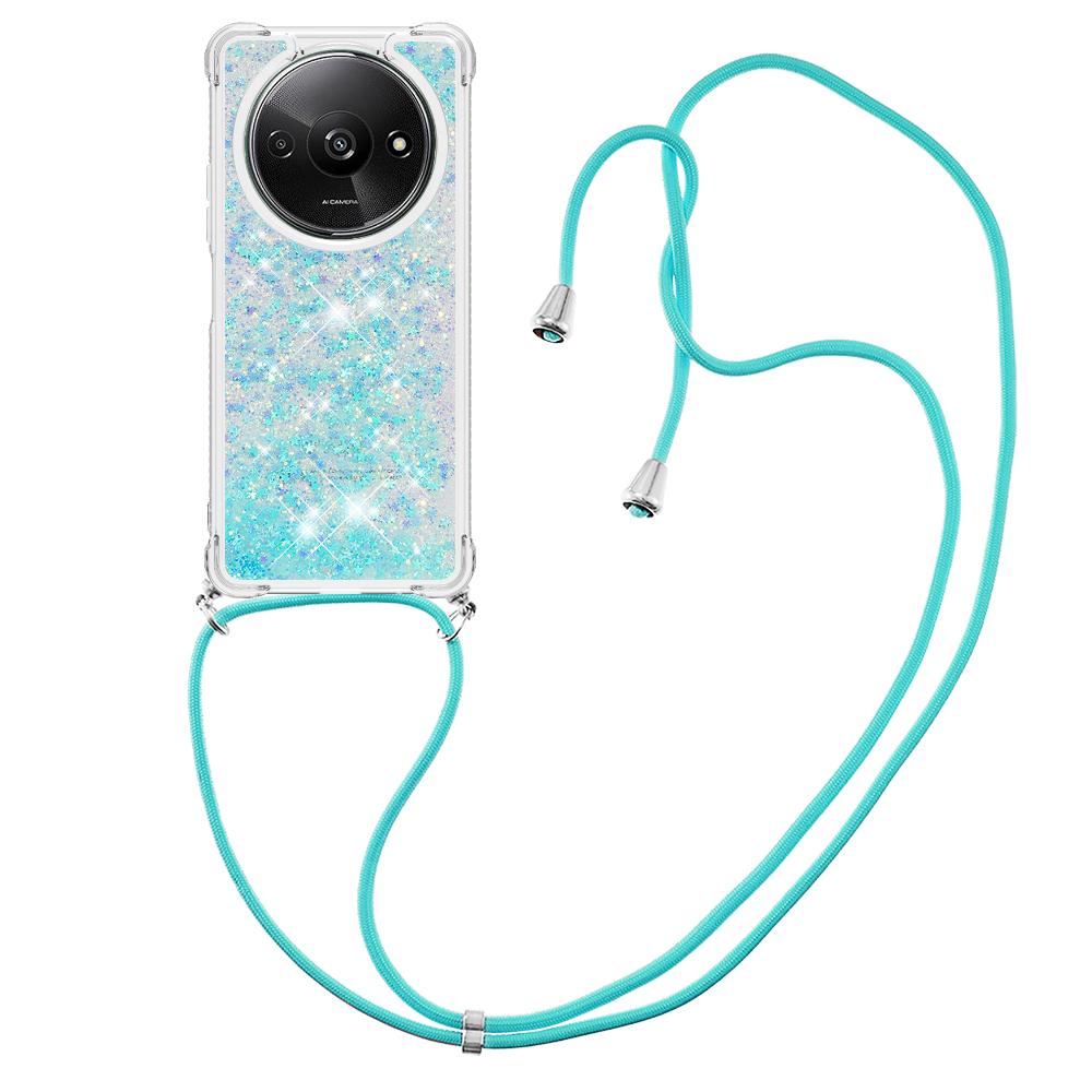 

For Xiaomi Redmi A3/Poco C61 4G TPU Case Quicksand Design Phone Cover with Lanyard Blue/Pentagram