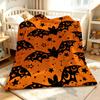 Orange Bat Stars Soft Fluffy Flannel Blanket Super Cozy Lightweight Bed Blanket for Halloween Sofa Bed Christmas Decor
