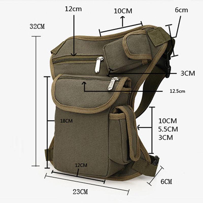Men Canvas Drop Leg Bag Waist Bag Fanny Pack Belt Hip Bum Travel Multi-purpose Motorcycle Messenger Shoulder Bag