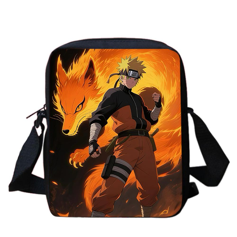 Cartoon Adjustable Straps NARUTO Shoulder Bags Light Weight Crossbody Bags For Boys & Girls Age 6-10, Secure Zipper Closure.