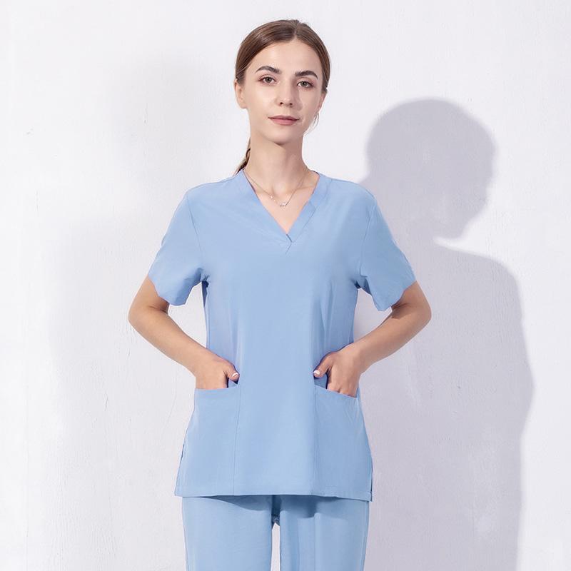 1Pc Dental Surgery Workwear Polyester Fiber Hospital Isolation Gown Salon Spa Nurse Solid Color Surgical Pajamas Doctor