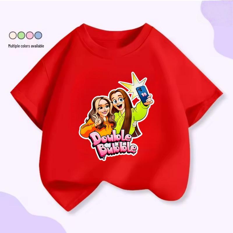 Unisex Kids Summer T-Shirt: Heart-Shaped Cartoon Print & Fun Slogan