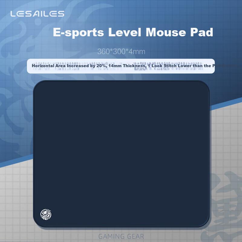 LESAILES Mouse Pad, Smooth FPS Special Micro-Velvet Woven Computer Desk Mat, QCK Heavy Chiji Jiang Zero Zhen Huodu Red-Dyed Edge Blue, 360x300x4