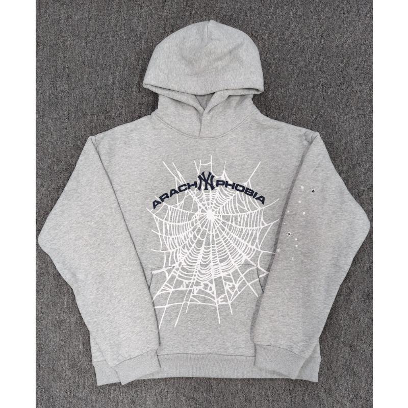 Heavy fleece foam print spider web hoodie sports casual sweater sweatpants set