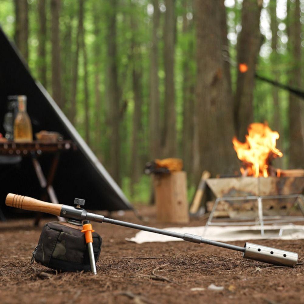 Removable Fuel Burner Lighter Timber Handle Flame Lighter Lengthened BBQ Igniter Fire Starting