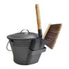 Wall-Mounted Furnace Ash Bucket Set Metal Container Ash Pail With Lid Shovel Broom For Fireplace Outdoor Indoor Patio Garden