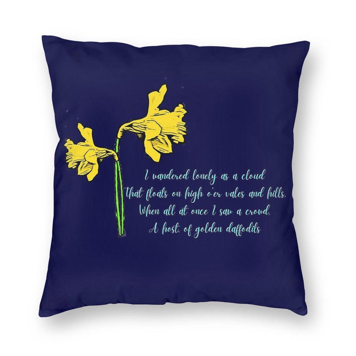 William Wordsworth Daffodils Square Pillowcase Polyester Linen Velvet Creative Zip Decor Pillow Case Home Cushion Cover 30x30cm