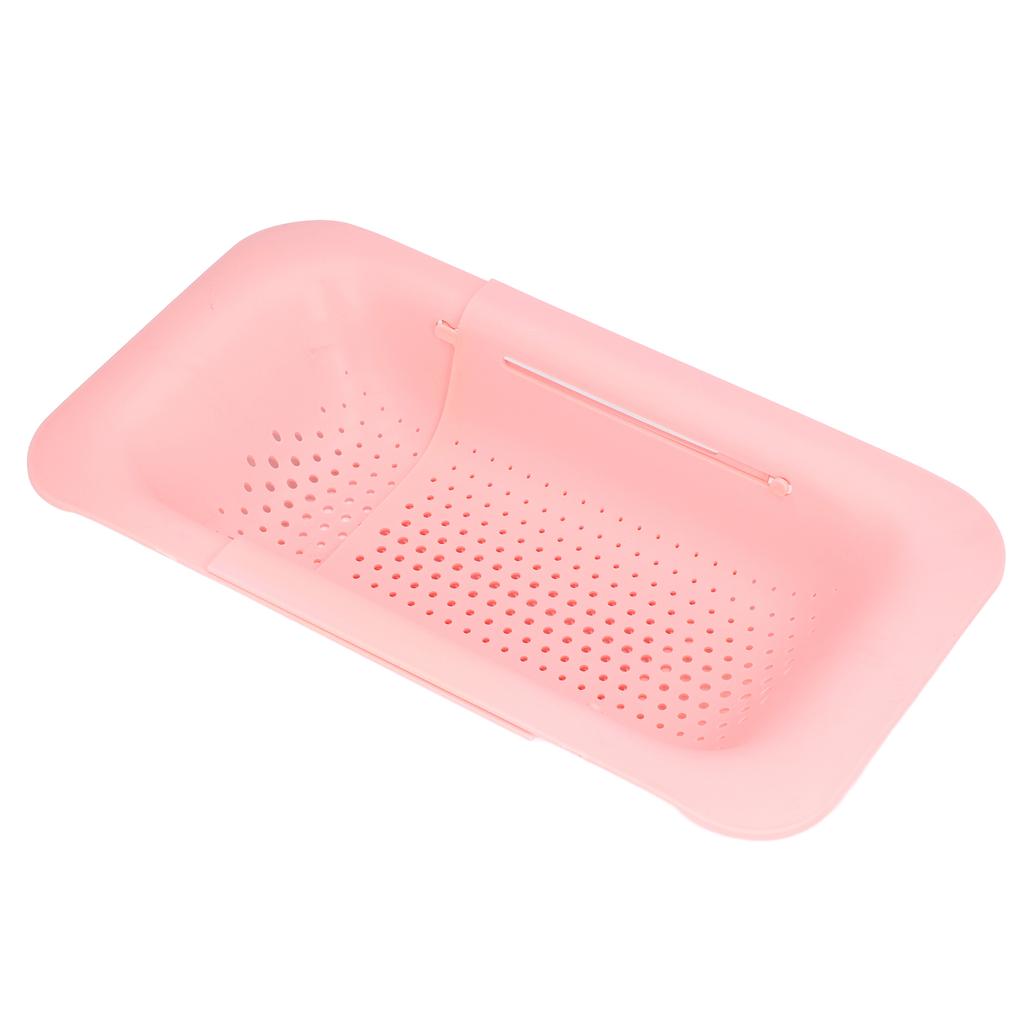 Abtropfsieb Korb Teleskopisches Design Rutschfest Rostbeständig Abgießer Küchenzubehör Rosa
