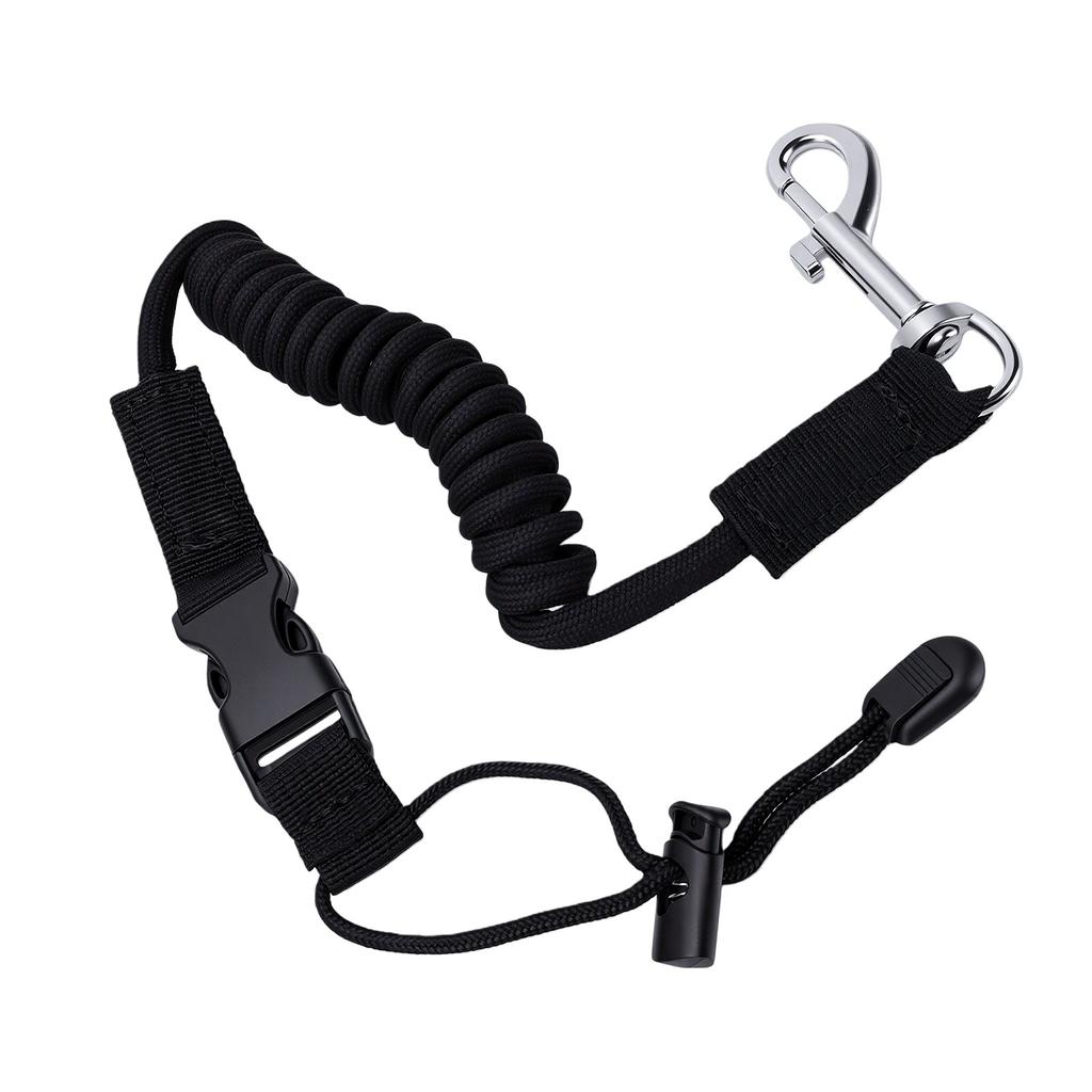 Kayak Paddle Leash Stretchable Shock Cord Fishing Pole Safety Tether with Ti Alloy Hook Black