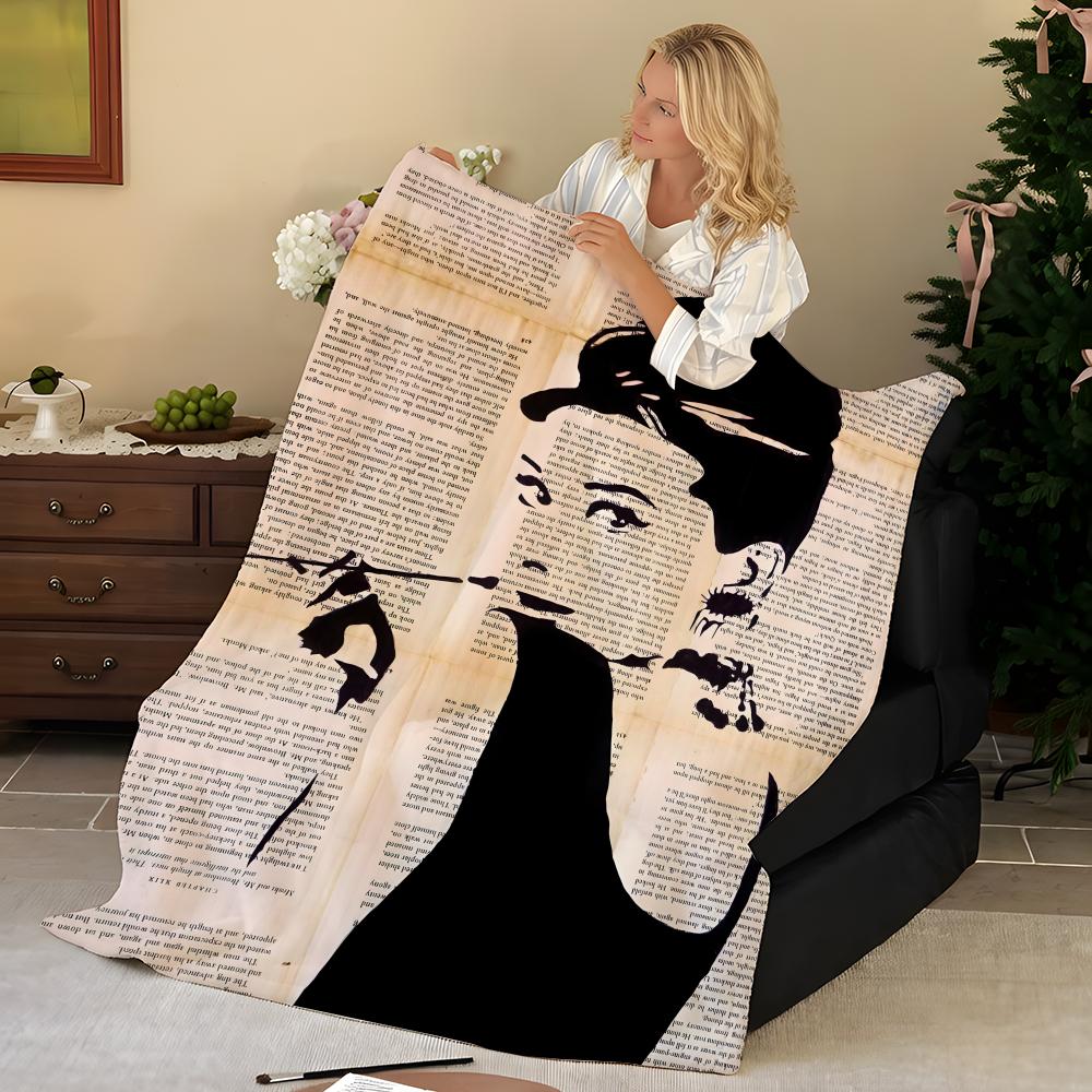 Superstar A-Audrey H-Hepburn Throw Flannel Blanket, Soft Warm, Durable & Washable Cute Cool