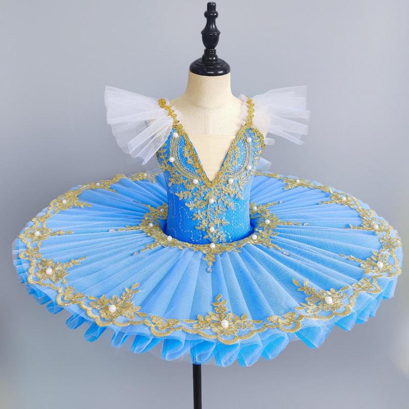 Qingpingjuan Professionele Ballet Tutu Kind Kinderen Meisjes Balletkostuum Ballerina Balletjurk Meisjes Optreedkostuum 150cm blauw