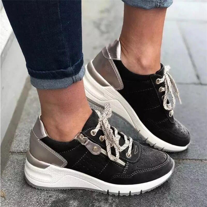 Autumn new women's shoes wish casual sports shoes lace-up hollow thick-soled large-size breathable mesh single shoes