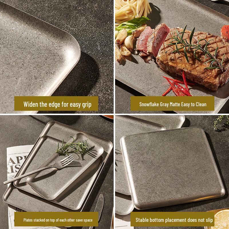 Geteilte Servierplatte aus Edelstahl