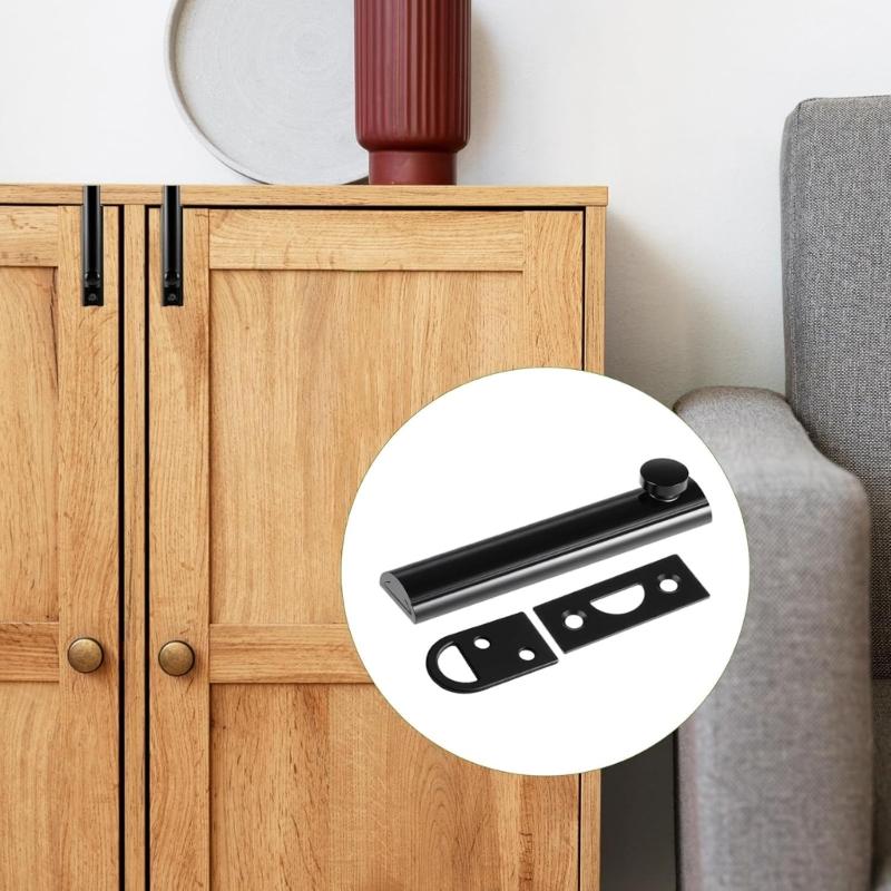 Multifunction Sliding Door Security Lock Iron 90/180 Degree Mounting Option Double Door Sliding Bolt Lock for Household Use