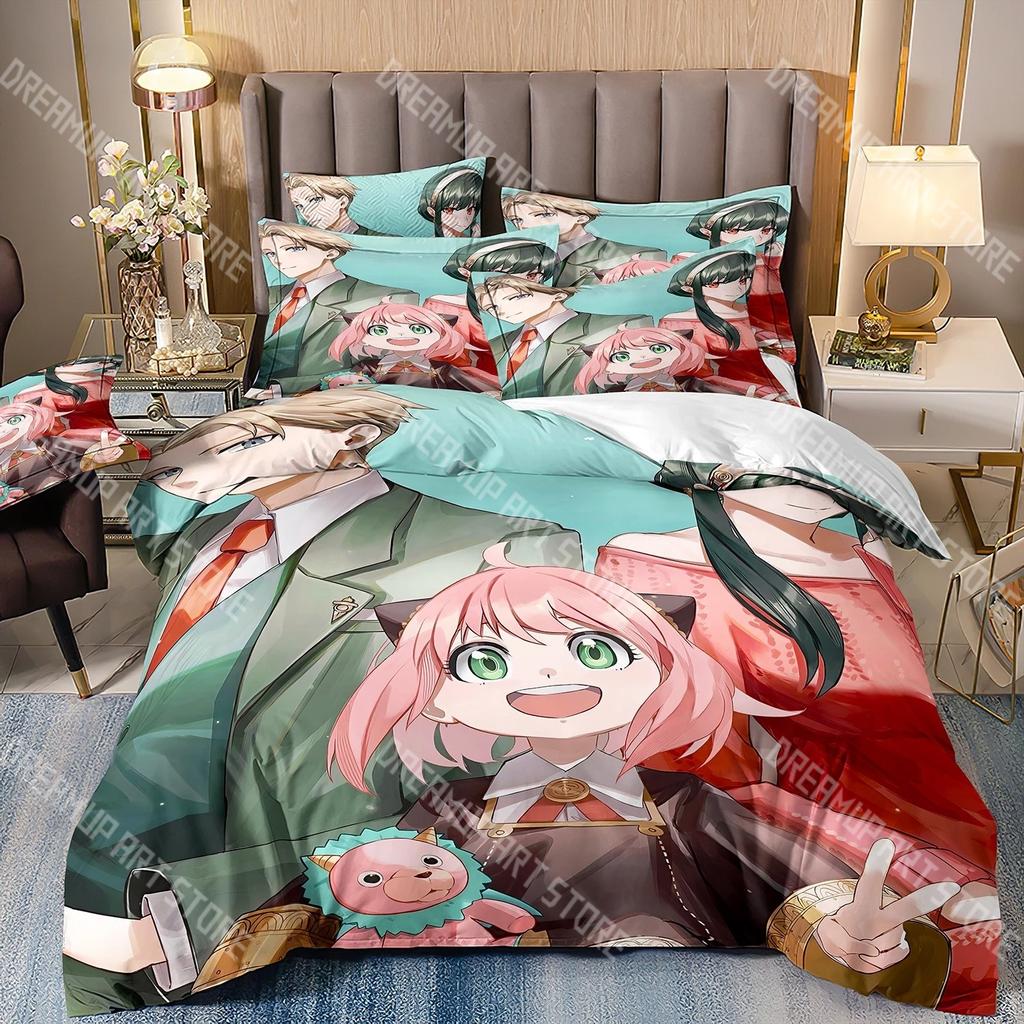 Fashion Anime SPY FAMILY Anya Bedding Set Single Twin Full Queen King Size Bed Set Kids Bedroom Duvetcover Sets Bed Sheet Set