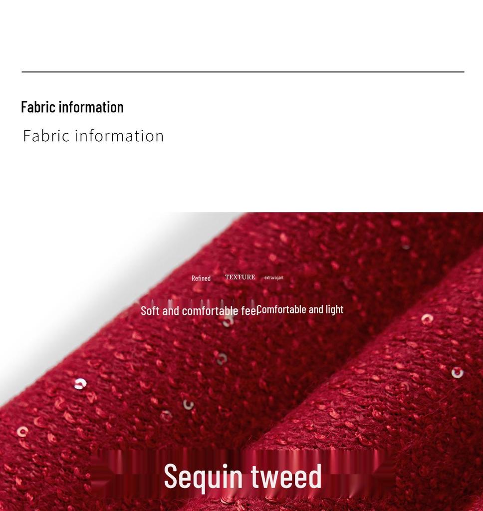 High-End Diamond Sequin Tweed A-line Vest Dress In Little Coco Style