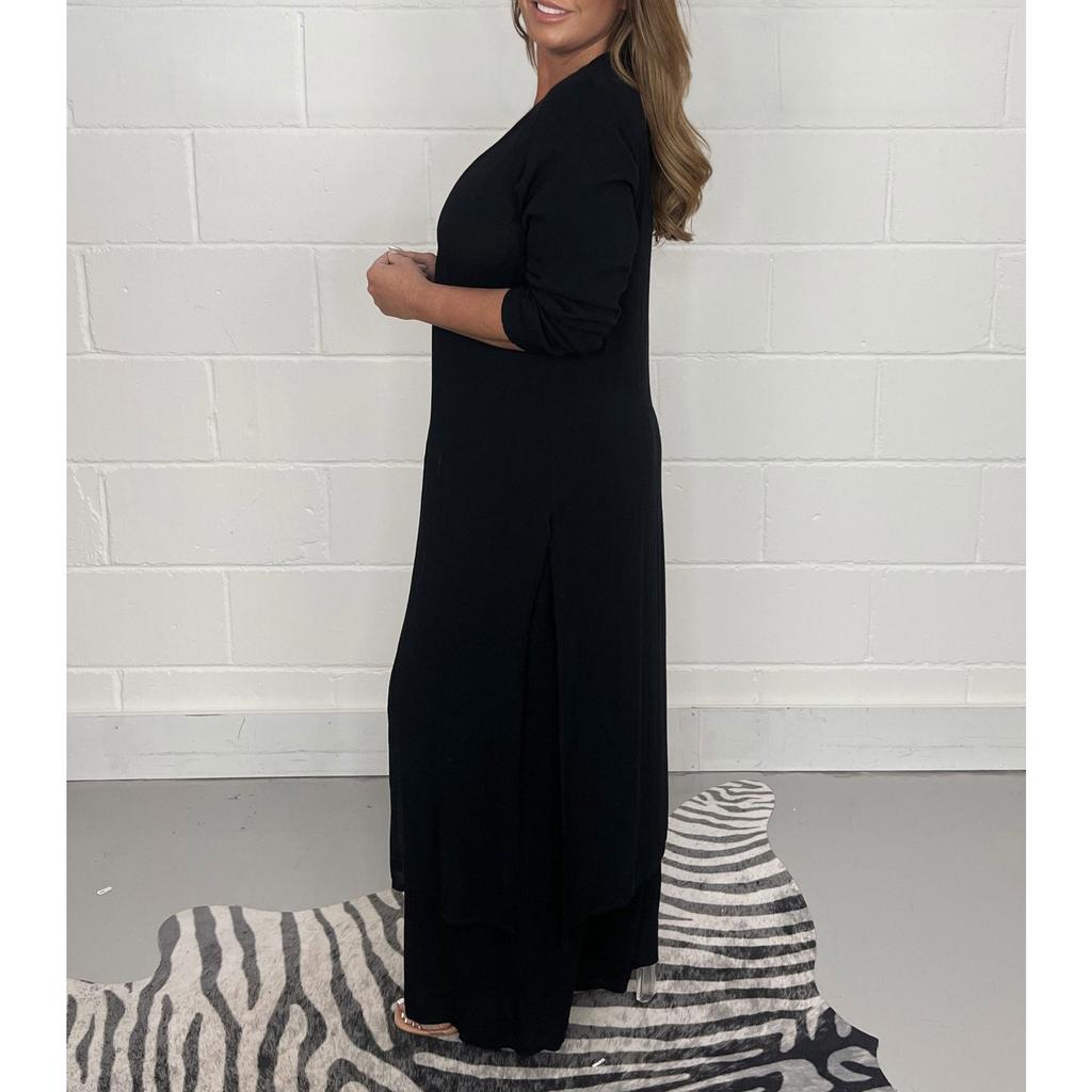 IHUASU Letní a podzimní dámský set rozdělený dlouhý top a dlouhé kalhoty