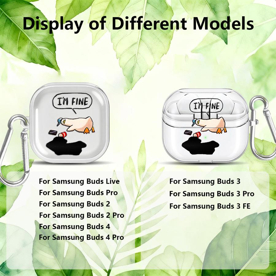 Cartoon Duck Clear Earphone Cases Cover With Hook Case For Samsung Galaxy Buds 2Pro 3Pro 4 Pro Live 4Pro 3 FE 2