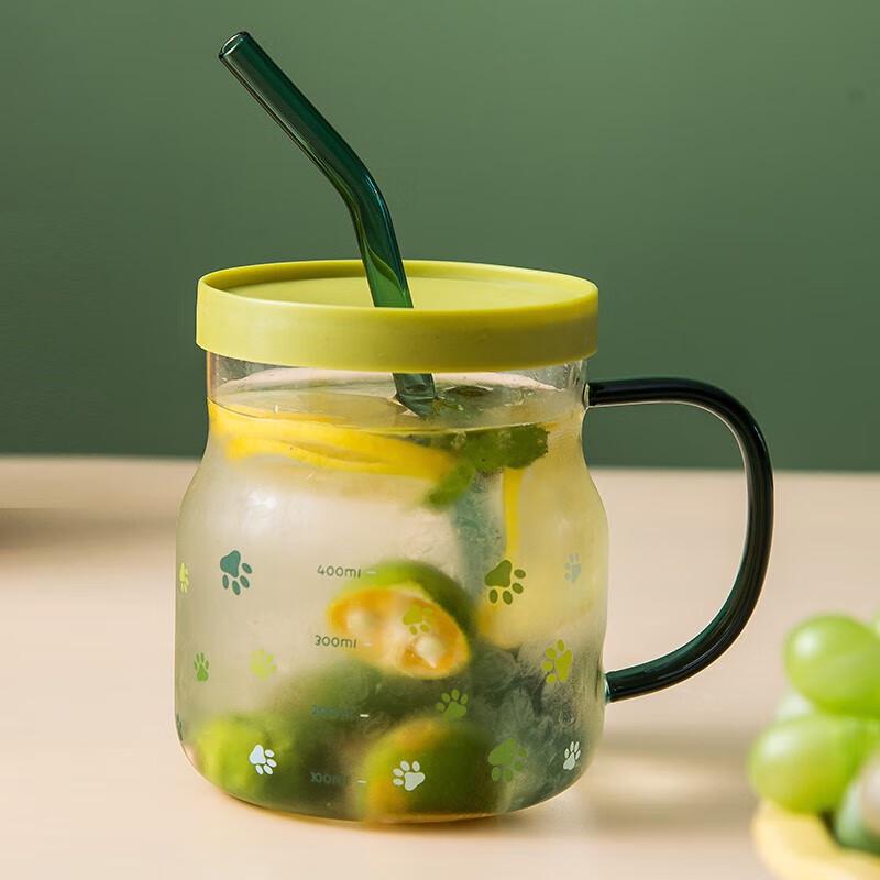 Green Apple Glass Straw Cup
