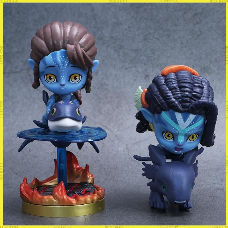 Avatar 2 The Way Of Water Q Style Big Head Figurine 6Pcs Jack Sully Neytiri Car Dashboard Home Decor Gift Toy