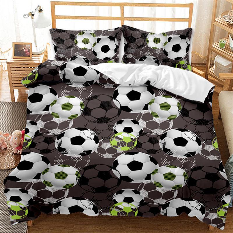 Kids Football Duvet Cover Set For Boys Girls Bedroom Decor Sports Balls Bedding Set Full Size Microfiber Soccer Comforter Cover