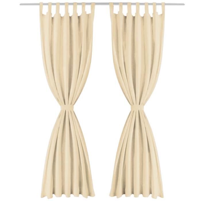 Rideau occultant - vidaXL - 2 pcs - 140 x 225 cm - Beige - Micro-satin