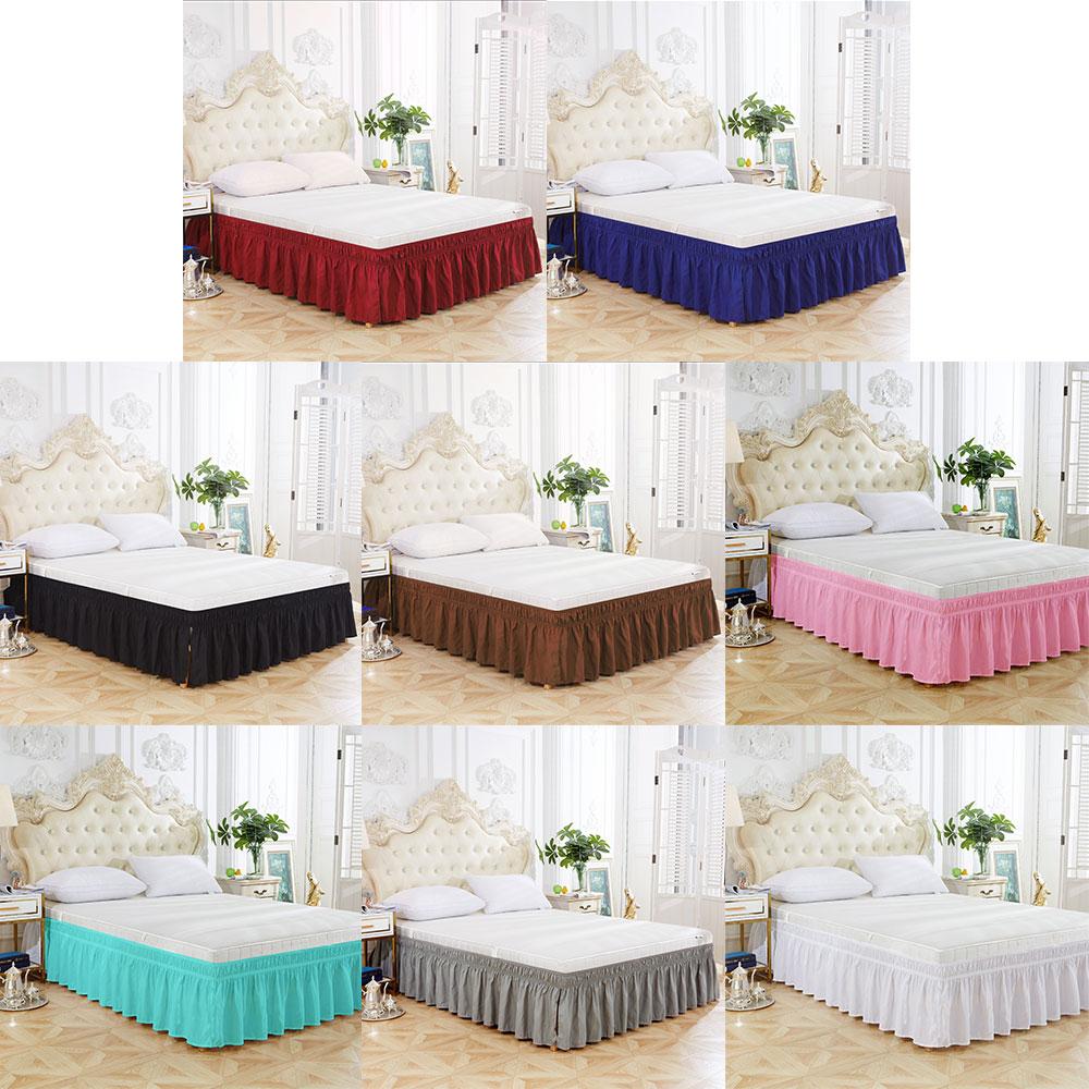 Bettrock Elastischer Wickel Waschbar Farbecht Wickel-Bettrock für Zuhause Hotel Weiß Queen