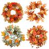 Handmade Maple Leaves Pumpkins Wreath Diy Decoration For Thanksgiving Halloween Front Door Wall Hanging Autumn Harvest Wreath