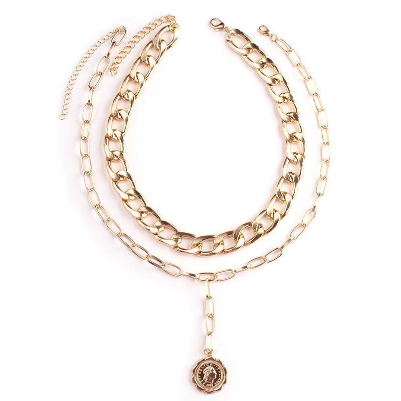 European and American Stacked Portrait Fashion Necklaces, High-end Design Necklaces