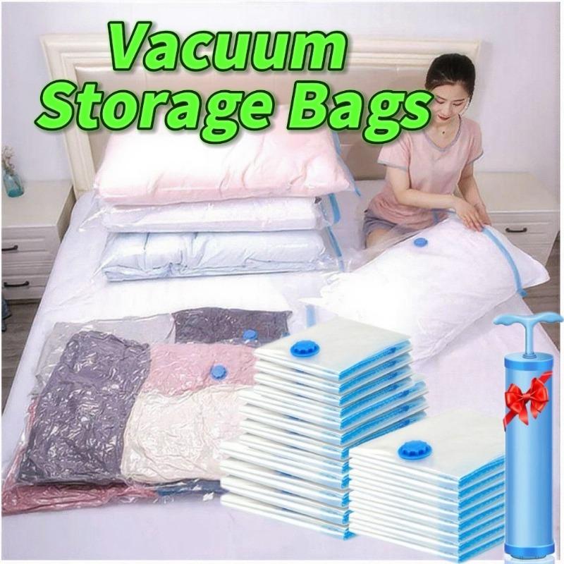 3/6Packs Travel Compression Bags, Travel Essentials Vacuum Storage Bags Space Saving Bags for Suitcases Organizer For Clothes 4 Sizes