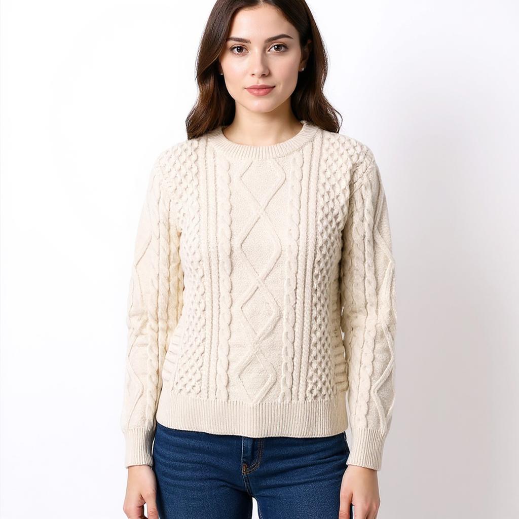 Women's Casual Loose Long Sleeve Vintage Dough Twists Knitwear