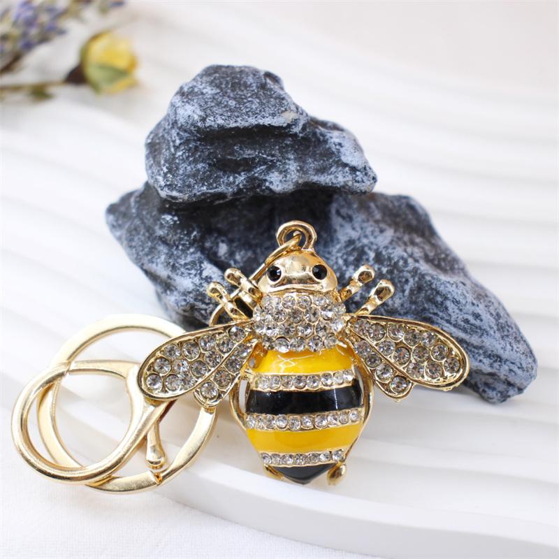 Kreativer Strassbienen-Schlüsselanhänger und niedlicher roter Marienkäfer-Insekten-Anhänger Schlüsselanhänger für Damen Handtaschen-Anhänger Schmuck