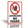 1pc Vintage Spanish Warning Sign 8x12in Heavy-Duty Iron Metal No Entry Plaque Bilingual ATENCION NO PASAR Restricted Area