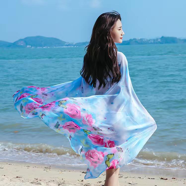 All-Season Oversized Chiffon Scarf for Women - Sun Protection & Versatile Wear