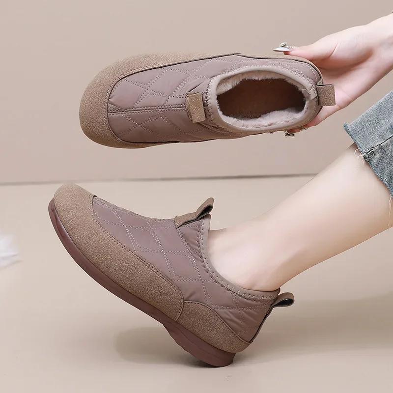 Fashion Snow Boots Women's Autumn and Winter Velvet Women's Cotton Shoes One Pedal Soft-soled Mother Shoes Fashion Casual Shoes