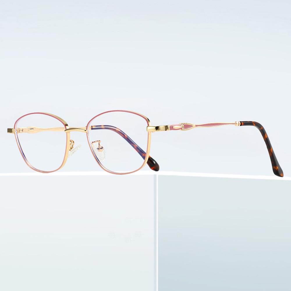 2025 Women’s Fashion Color-Changing Anti-Blue Light Metal Glasses with Flat Lenses - European & American Style