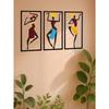 3pcs Bohemian Metal Wall Art, Colorful Abstract Female Figures, Modern Decor for Living Room Bedroom Office, Waterproof Rustproof