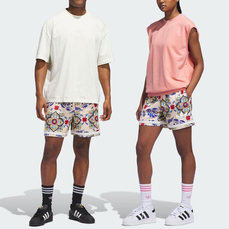 Adidas Originals Allover Floral Print Drawstring Shorts Unisex Shorts Sand-Brown IN4238
