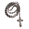 Hot Selling Religious Zircon Natural Wood Beads Handmade Woven Cross Pendant Necklace for Protestant