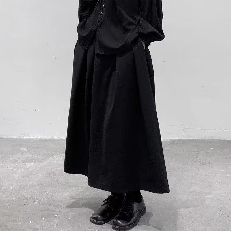 Yamamoto Damen High-Waist Culotte mit weitem Bein - Schlankmachend, lockere Passform.