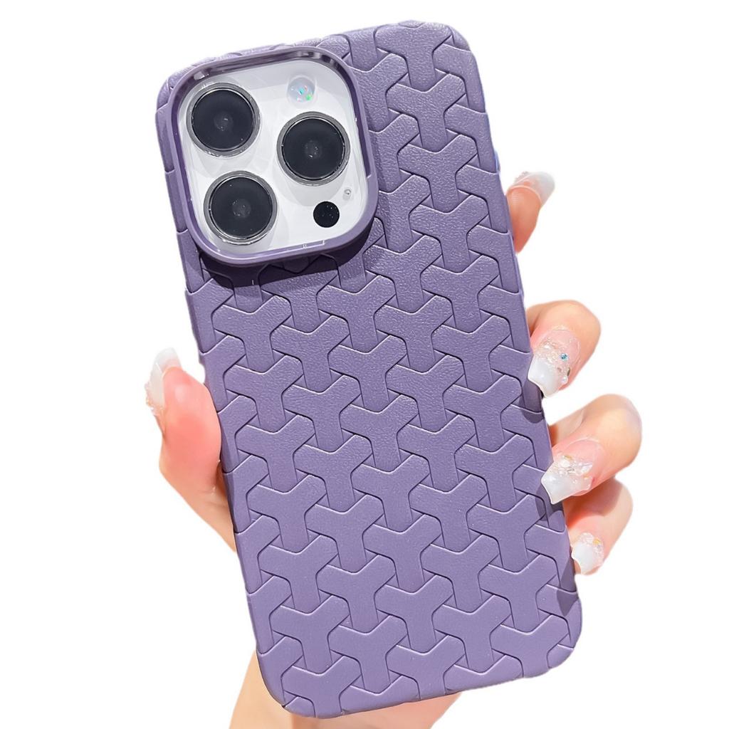 Three-dimensional Dog Tooth Pattern Suitable for Apple Ip15 Phone Case Y-shaped Braided Pattern Apple 16 Heat Dissipation TPU Protective Case