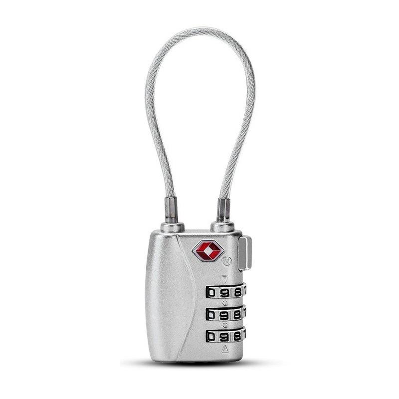 TSA-Approved Zinc Alloy Travel Cable Padlock with 3-Digit Combination