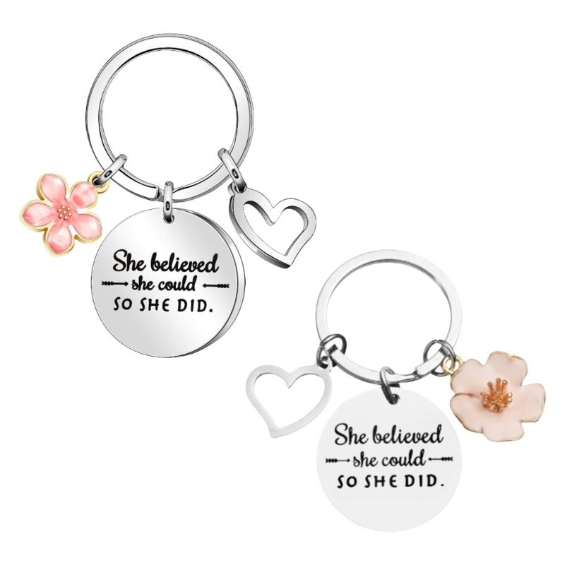 

2 Piece Stainless Steel Keychain Motivational Engraved Design Perfect Holiday Gift For Friend And Family 1