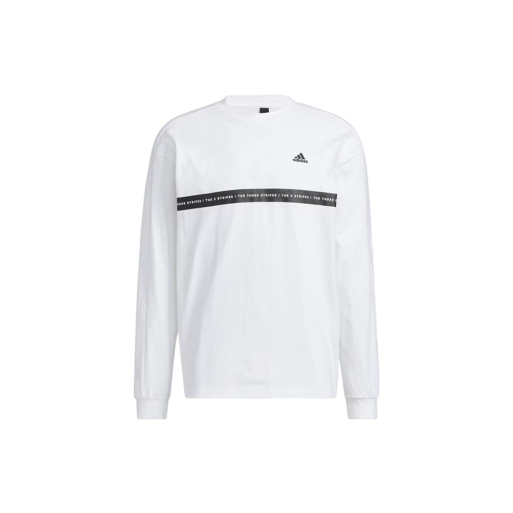 Adidas Alphabetic Print Round Neck Long Sleeve Sweatshirt Unisex Sweatshirt White IA9452